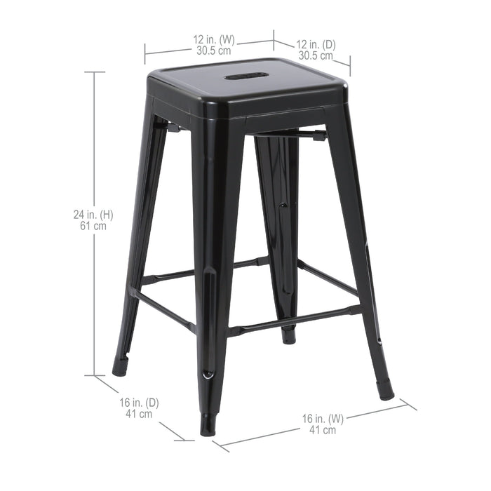 Howard 24inch Metal Assembled Barstool, Set of 4, Black Color for Indoor - open_box