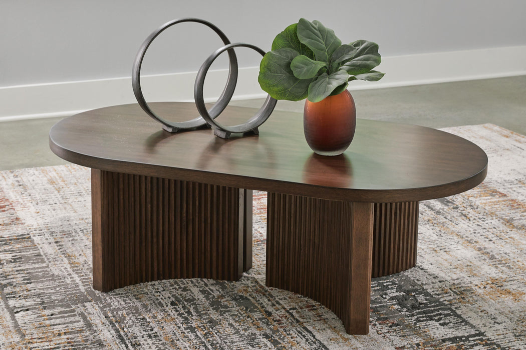 Korestone Dark Brown Oval Cocktail Table