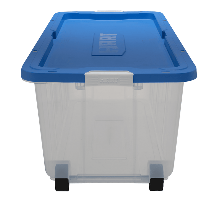 1 Pc only HART 200 Quart Latching Rolling Plastic Storage Bin Container,  ( One side cracked ) - open_box