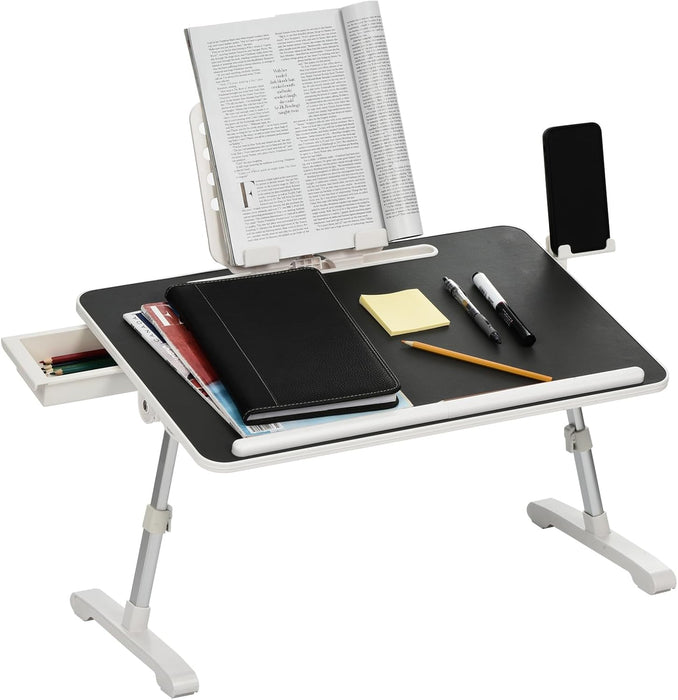 PATIKIL Laptop Bed Tray Table, 22.8"x14.6", Foldable Lap Desk with Drawer, Adjustable Bed Desk for Laptop Bed Working, Eating, Writing, Gaming, Drawing, Grey - new