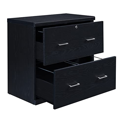OSP Home Furnishings Alpine 2-Drawer File Cabinet with Lockdowel Fastening System, Lateral, Black - new