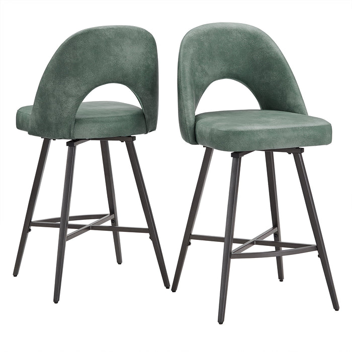 Weston Home Krista 24" Metal Swivel Mid Back Counter Stools, Set of 2, Teal - open_box