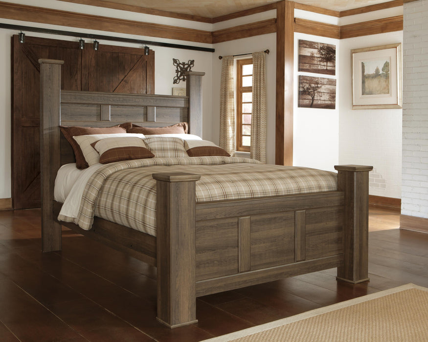 Juararo Dark Brown Juararo Queen Poster Bed