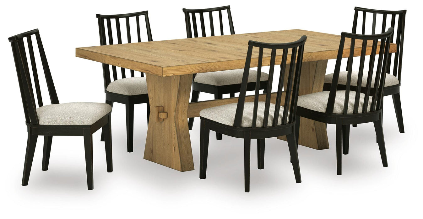 Galliden Light Brown Galliden Dining Table and 6 Chairs - Brand New
