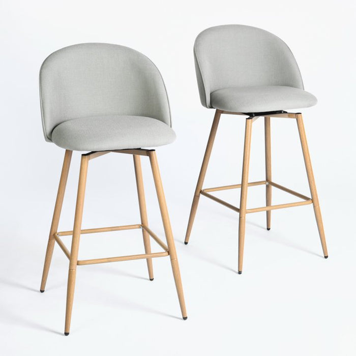 Homy Casa Modern Swivel Counter Stool 2-Piece Set, 26-inch Height Upholstery Barstools Set of 2, Ideal for Kitchen or Counter,Grey - new