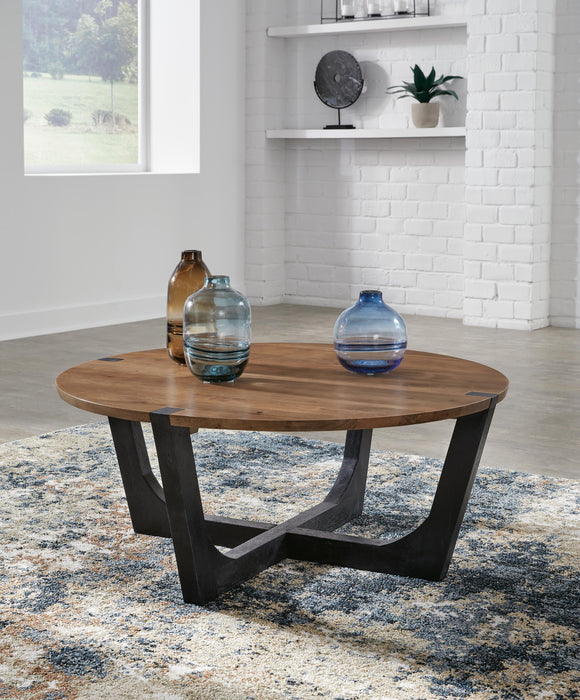 Hanneforth Brown/Black Round Cocktail Table