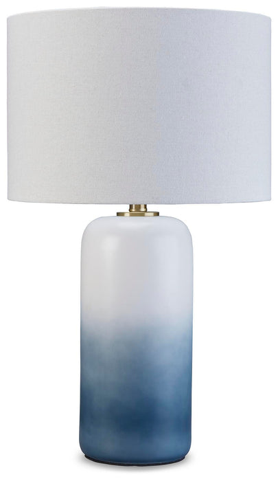 Lemrich White/Teal Ceramic Table Lamp (1/CN)