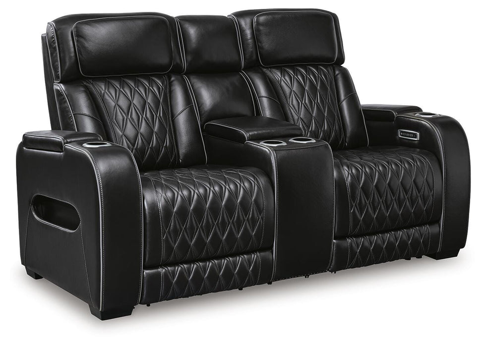 Boyington Black Boyington Power Reclining Loveseat with Console
