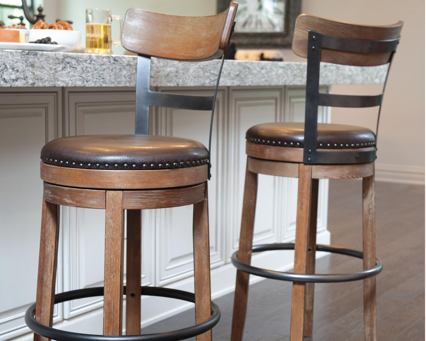 Pinnadel Light Brown Tall UPH Swivel Barstool(1/CN)