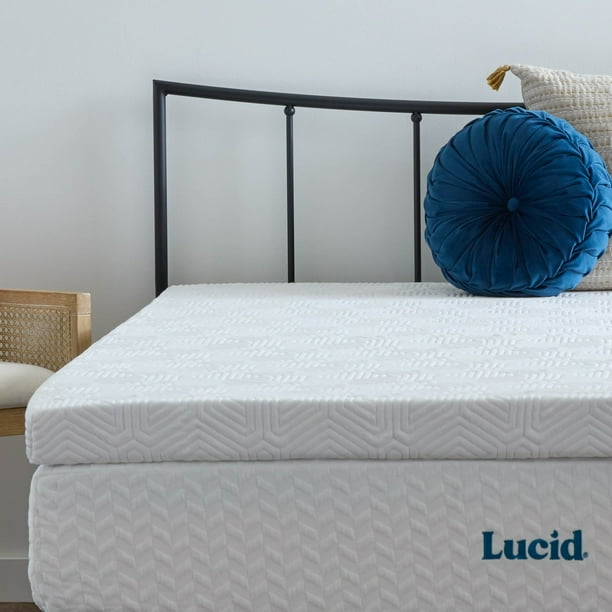 Lucid Lavender and Gel Covered Memory Foam Mattress Topper, 3 inch, Twin - open_box