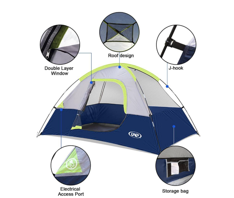 Tenleaf 9 ft. x 7 ft. 4-Person Deep blue Portable Dome Waterproof Windproof Tent with Rainfly Easy Set up - new