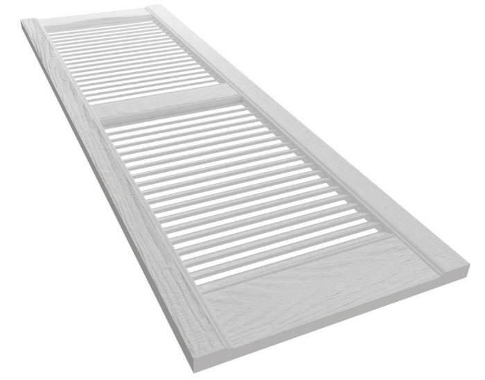 14-1/2 in. x 67 in. Lifetime Open Louvered Vinyl Standard Cathedral Top Center Mullion Shutters Pair in white - open_box