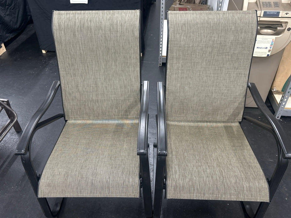 Black Ergonomic C-Spring Textilene Metal Patio Outdoor Dining Chair (2-Pack) - new