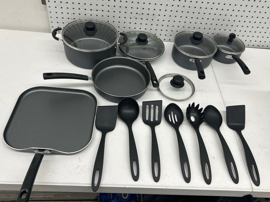 Tramontina Primaware 18 Piece Non-stick Cookware Set, Steel Gray - new