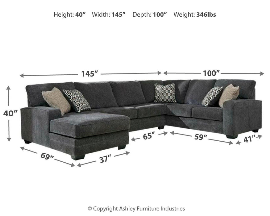 Tracling Slate Tracling 3-Piece Sectional with Chaise