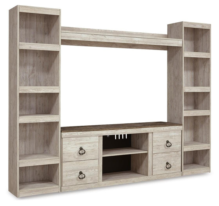 Willowton Whitewash Willowton 4-Piece Entertainment Center