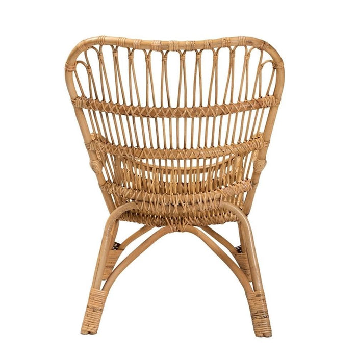 Baxton Studio Earvin Modern Bohemian Natural Brown Rattan Armchair - open_box
