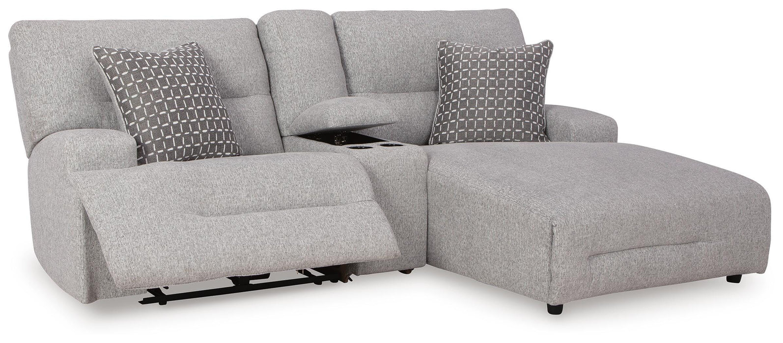 Acklen Place Pewter Acklen Place 3-Piece Power Reclining Sectional Sofa with Chaise