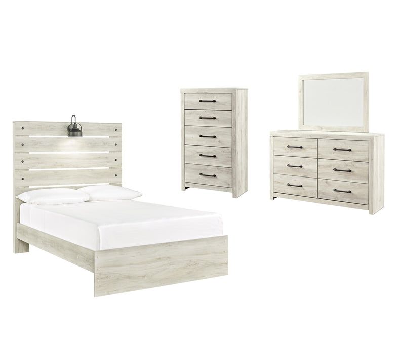 Cambeck Whitewash Cambeck Full Panel Bed with Mirrored Dresser and Chest