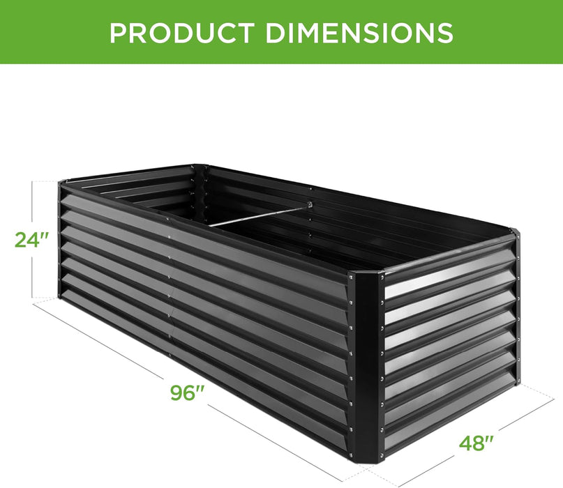 Best Choice Products 8x4x2ft Outdoor Metal Raised Garden Bed, Deep Root Planter Box for Vegetables, Flowers, Herbs, and Succulents w/ 478 Gallon Capacity - Gray - open_box