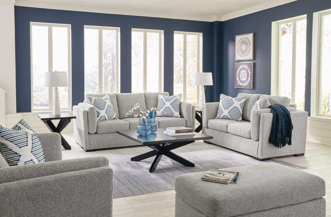 Evansley Pewter Evansley Sofa, Loveseat, Chair and Ottoman