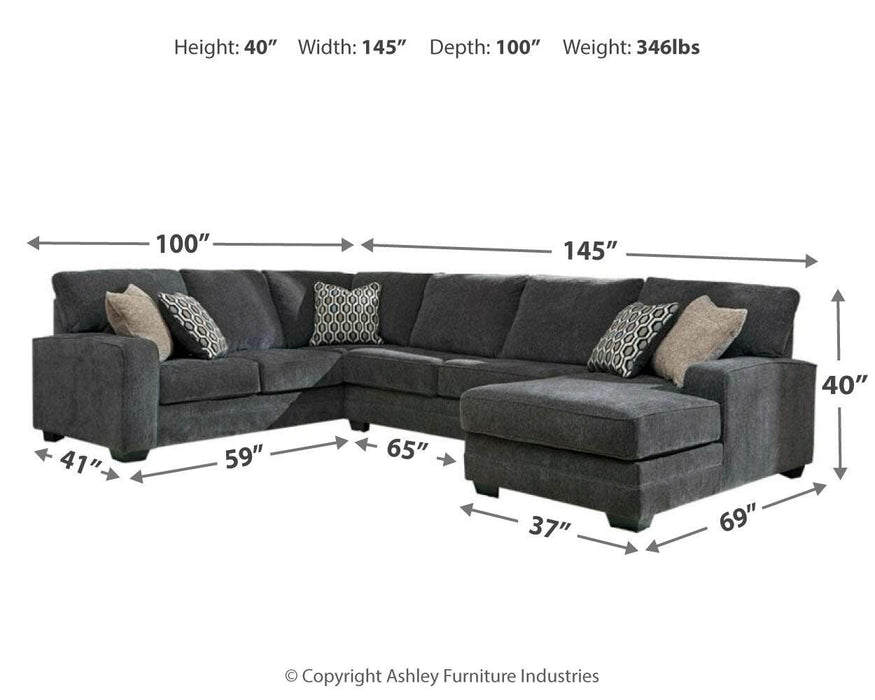 Tracling Slate Tracling 3-Piece Sectional with Chaise
