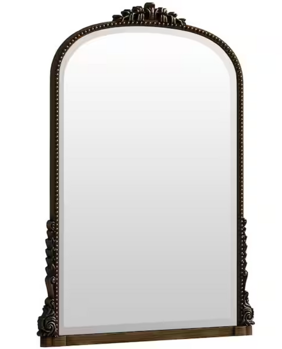 Antique Bronze 28 in. W x 40 in. H Arched Modern Polyurethane Framed with Decoration Antique Vanity Mirror Wall Mirror - new