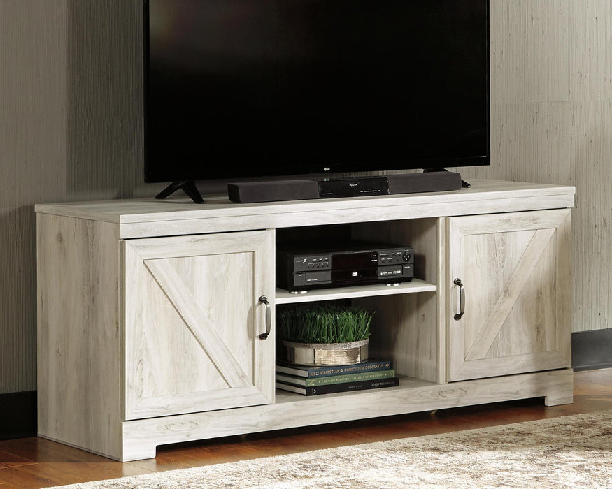 Bellaby Whitewash LG TV Stand w/Fireplace Option