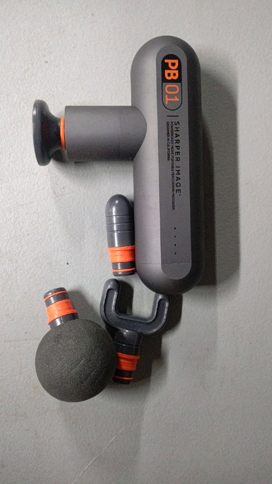 Sharper Image Powerboost Move - Portable Percussion Massage Gun with 4 Attachments, 4 Speeds| Lightweight Full Body Back & Shoulder Massager| Deep Tissue Muscle Recovery, Pain Relief & Soren