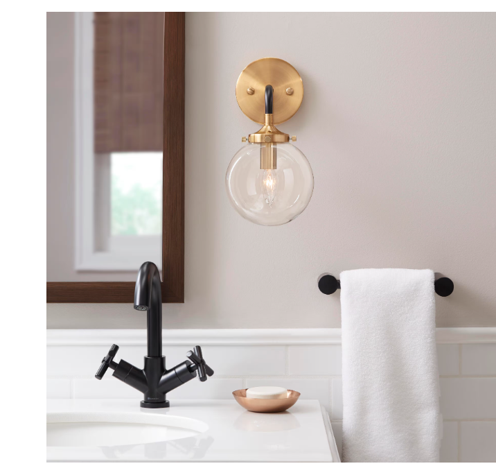1-Light Matte Black and Antique Gold Wall Sconce - open_box