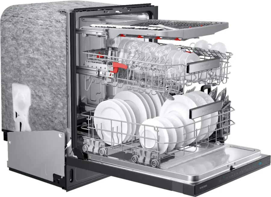 Samsung - 24" AutoRelease Dry Smart Built-In Stainless Steel Tub Dishwasher with 3rd Rack, Linear Wash, 39dBA - Black stainless steel - use_like_new