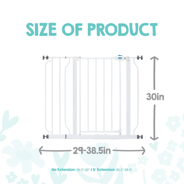 Regalo Extra Wide Walk-Through Baby Gate with Door, 29.5-38.5 in, White, Ages 6-24 Months - open_box
