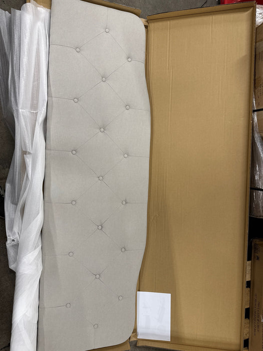 Upholstered Headboard King Size, Modern Button Diamond Tufted Linen, Bed Headboard with Solid Wood Legs & Adjustable Height from 42" to 46" (Warm Gray, King) - new