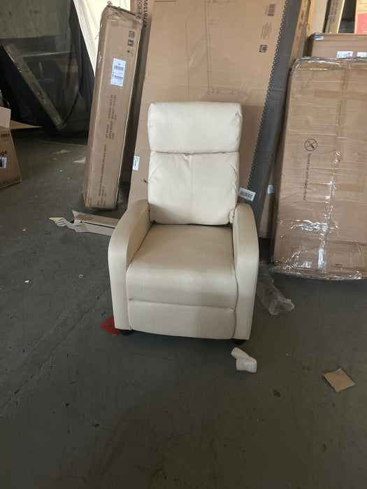 Yaheetech Adjustable PU Leather Recliner Chair with Pocket Spring, Beige - new