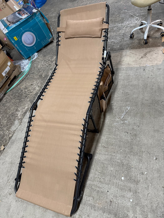 Renwick Outdoor Folding Tanning Chair with 5 Back Position, Beige - open_box