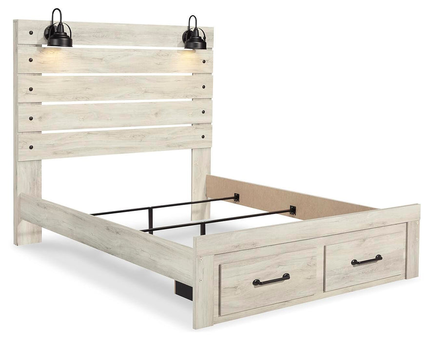 Cambeck Whitewash Cambeck Queen Panel Bed with 2 Storage Drawers