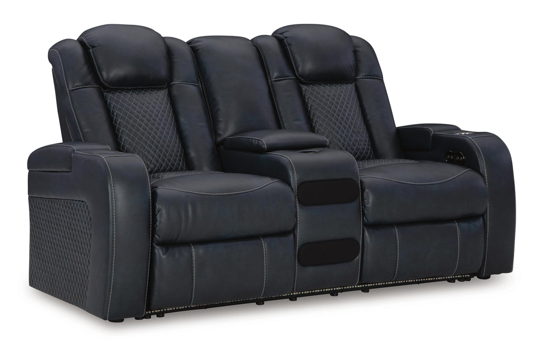 Fyne-Dyme Sapphire Fyne-Dyme Power Reclining Loveseat with Console