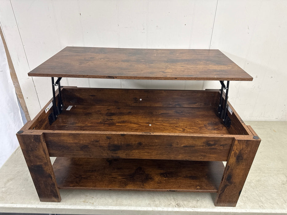 Renwick Modern Lift Top Coffee Table for Reception, Rustic Brown - new