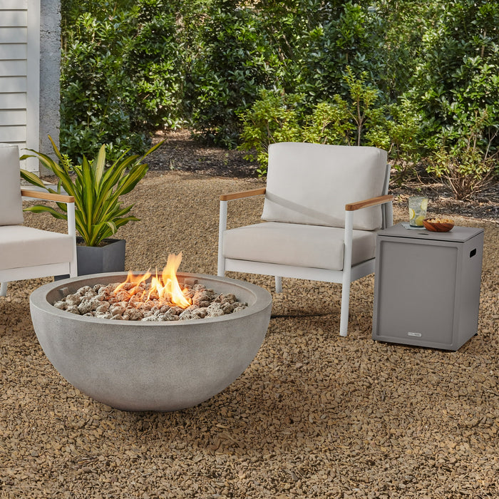 Better Homes & Gardens 36" Round 65,000 BTU Propane Faux Concrete Finish Fire Pit with Tank Hideaway by Dave & Jenny Marrs - refurbished_grade_a