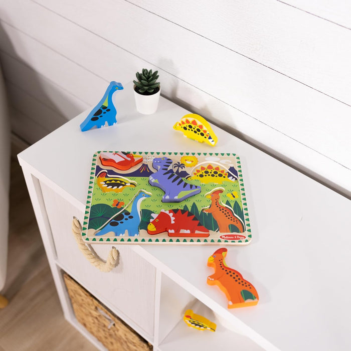 Melissa & Doug Dinosaur Wooden Chunky Puzzle (7 pcs) - FSC Certified - new