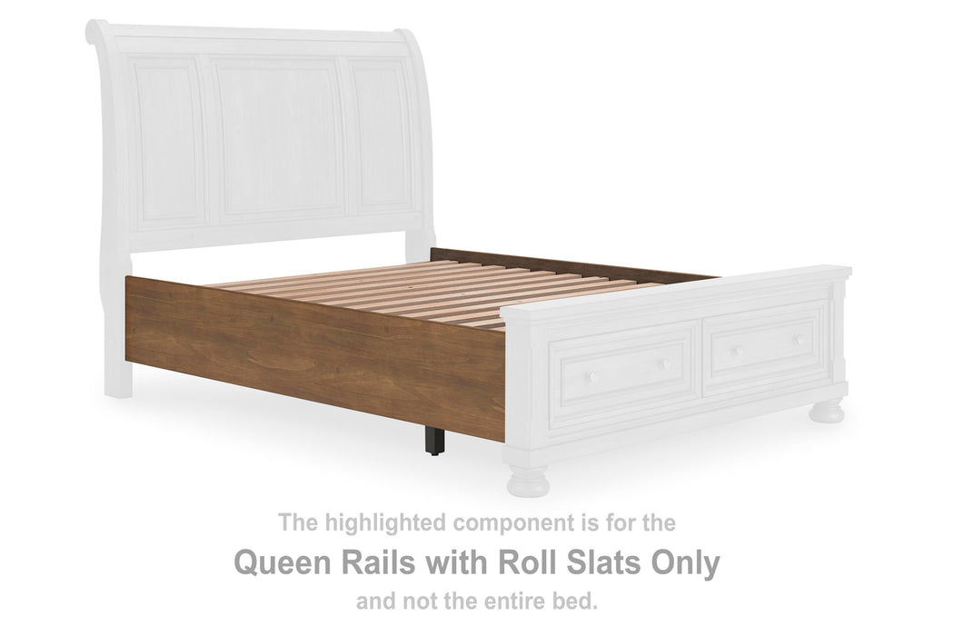 Vandenmore Medium Brown Queen Rails with Roll Slats