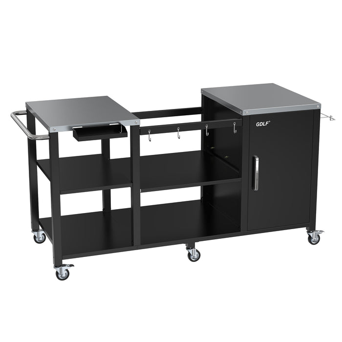 GDLF Table Compatible with Big Green Egg Grill Heavy Duty Metal Green Egg Stand with Accessories Storage - new