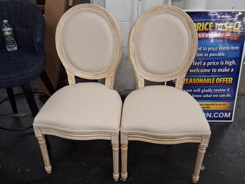 Streamdale Furniture Streamdale French Country Upholstered Dining Chairs Set of 2 Beige