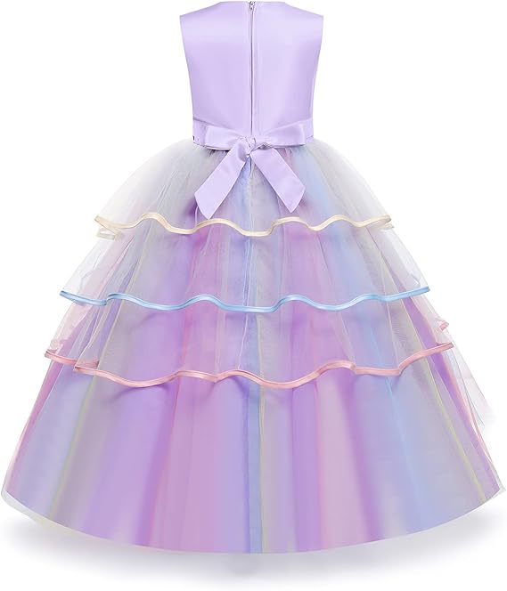 Unicorn Dress for Girls Unicorn Costume Pageant Princess Dress Party Birthday Christmas Long Gown with Accessories - new