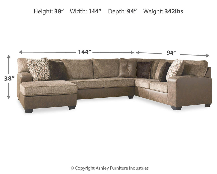 Abalone Chocolate Abalone 3-Piece Sectional with Chaise