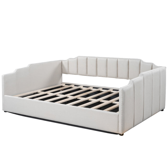 Euroco Modern Upholstered Full Size Daybed, Lift up Storage Bed for Kids Teens, White - open_box