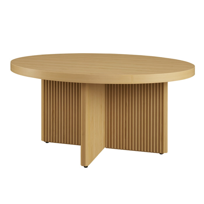 Better Homes & Gardens Lillian Fluted Coffee Table, Natural Pine Finish - new