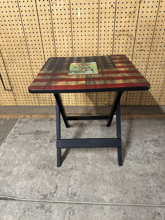 Ozark Trail 19-inch Plastic Folding Outdoor Camp Side Table, Flag Print - new