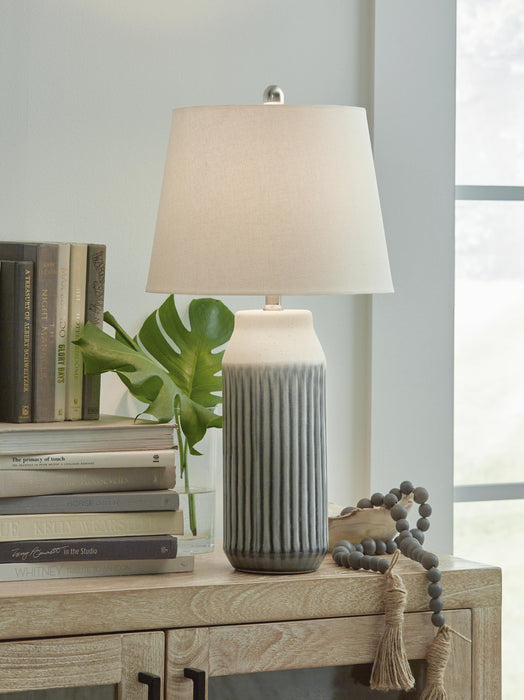 Afener Blue/Beige Ceramic Table Lamp (Priced Per Item, Must Order 2, 4, 6, or 8)