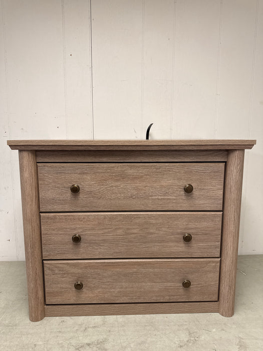 My Texas House Monroe 3 Drawer Nightstand with USB, Brushed Oak Finish - new